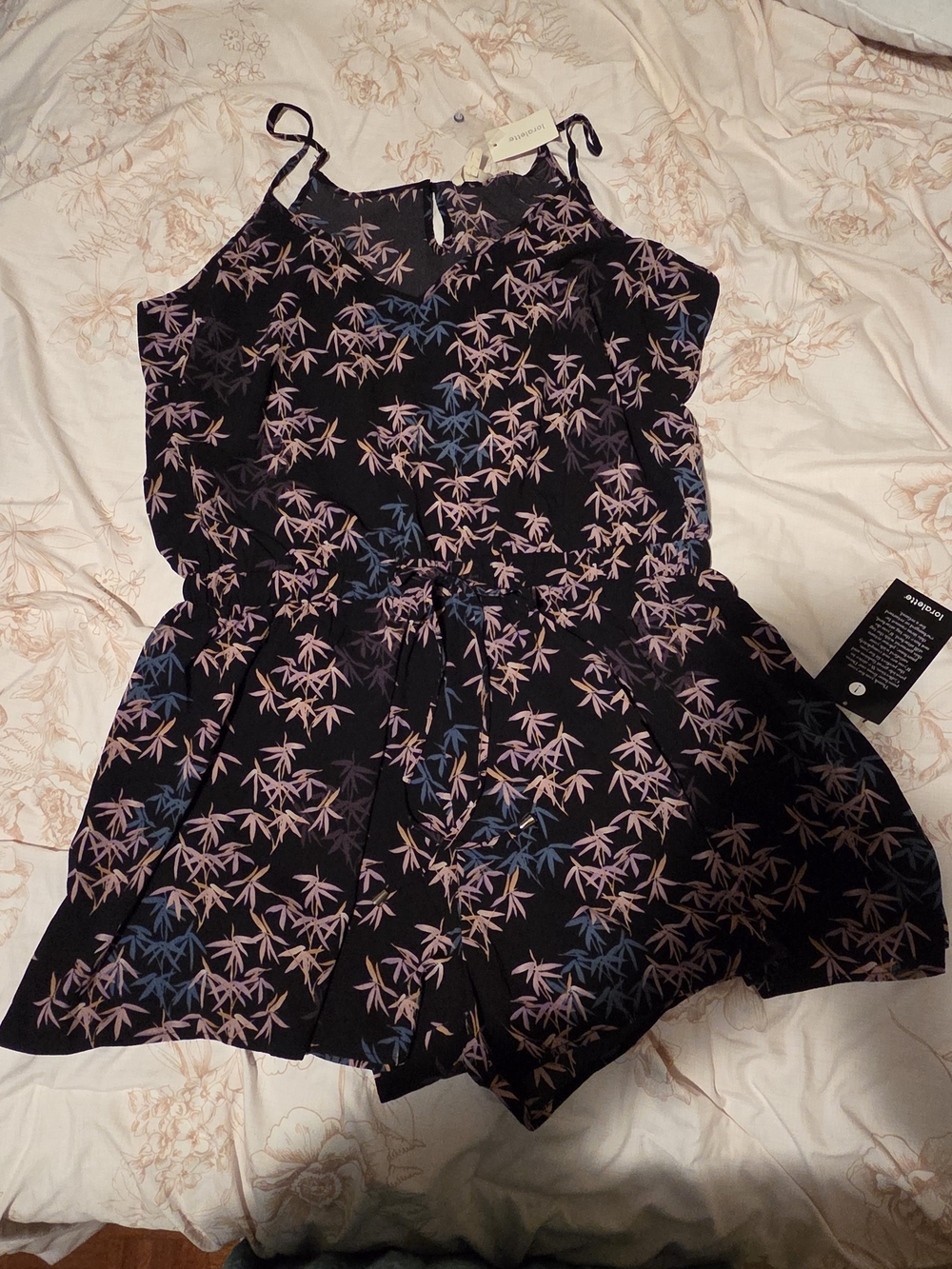 Sleeveless Black Floral Print Romper